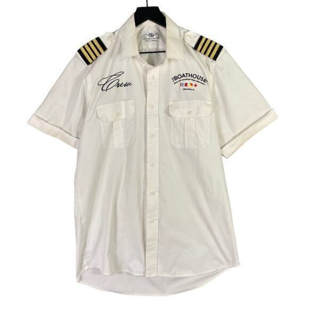 Boathouse‎ Orlando FL Men's White Short Sleeve Dress Shirt Size 16.5 Workwear